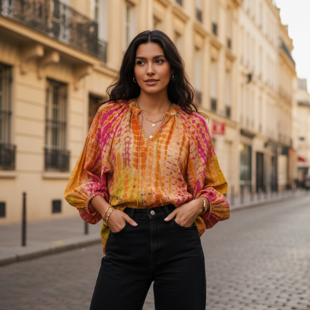 Haut de sari en soie